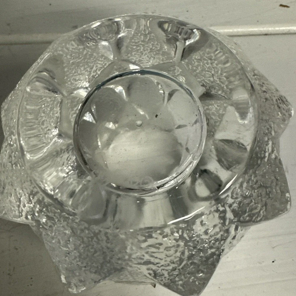 Orrefors Sweden Crystal‎ Art Glass Firefly Artichoke Votive Candle Holder Clear